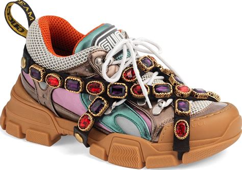 gucci sneakers blu|green Gucci sneakers with jewels.